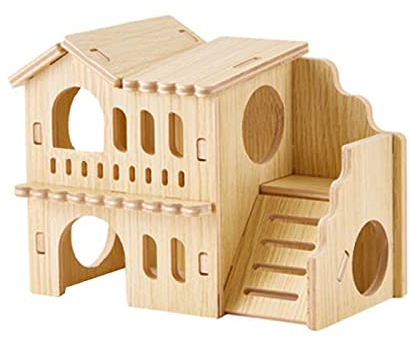 TOKAYIFE Hamsterhaus, Holzhaus für Haustiere, Kleintierversteck, natürliches Wohnhaus für Zwerghamster, Rennmaus, Ratte, Streifenhörnchen(MZ-115)