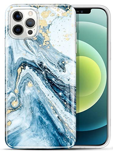 luolnh iPhone 12 Pro Max Case,iPhone 12 Pro Max Case for Girls Women,Gold Glitter Sparkle Marble Design Shockproof Soft Silicone Rubber TPU Bumper Cover Skin Phone Case (Aqua Blue)