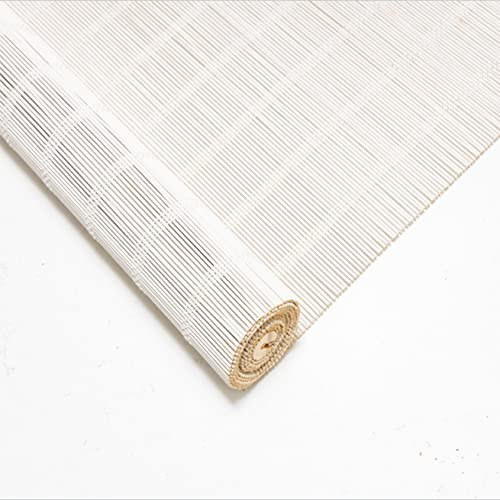 Sh000ad Weiß Bambus-Rollo Raffrollo,45% Verdunkelungsrollo,Jalousien aus Holz,Sonnenschutz und Privatsphäre,Atmungsaktives Vorhänge Für Fenster/Türen/Terrassen,Anpassbar (W 80 x H 200cm)