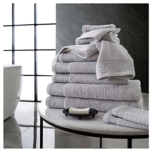 FAIRWAYUK 8-Piece Towels Bale Set for Bathroom, Premium Quality Water Absorbent Towel Gift Sets, 100% Egyptian Cotton, 4x Face 2x Hand 2x Bath Towels, Greek Grey