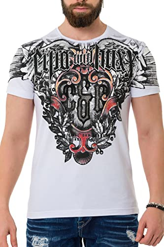 Cipo & Baxx Herren Prägedruck Print T-Shirt Kurzarm CT737
