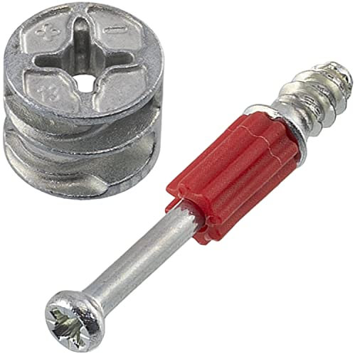 AERZETIX - C65853 - Lot de 50 ferrures d'assemblage à excentrique encastrée + 50 goujon Ø6x44 mm - pour panneau de 18 mm - en acier - menuisier ébéniste meuble bois MDF mélaminé placard tourillons