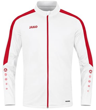 JAKO Kinder Polyesterjacke Power, Weiß/Rot, 152