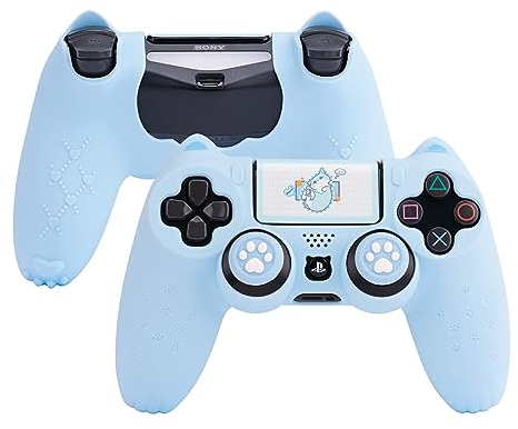 GeekShare Cat Paw PS4 Controller Skin, Anti-Rutsch Silikon Controller Cover Skin Protector Kompatibel mit PS4 Slim/Pro Controller - Blau