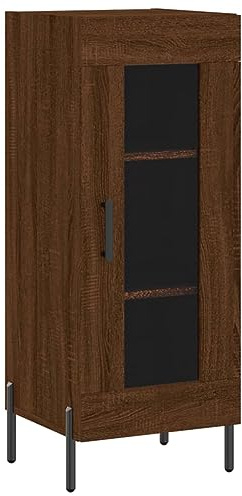 vidaXL Sideboard, Kommode mit viel Stauraum, Beistellschrank Anrichte für Wohnzimmer, Schrank Mehrzweckschrank Glas-Tür, Modern, Braun Eichen-Optik Holzwerkstoff