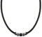 Casisto.Men's Leather Necklace Pendant Necklace, Black Cord, Stainless Steel, Jewellery Gift Box, 50, Stainless Steel, No Gemstone