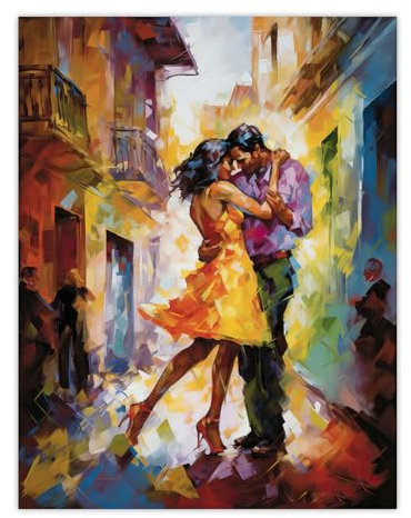 Artery8 Salsa Latin Street Dance Colourful Dancing Painting Rhythm Body Energy Theatre Arts Artwork Unframed Wall Art Print Poster Home Decor Premium