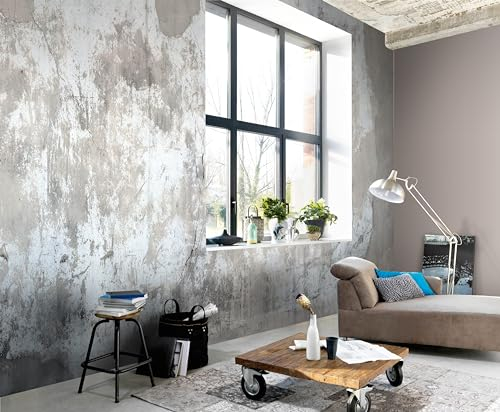 Newroom Vliestapete [ 2,7 x 5m ] großzügiges Motiv - kein wiederkehrendes Muster - nahtlos große Flächen möglich - Tapete Stein Beton Risse Made in Germany