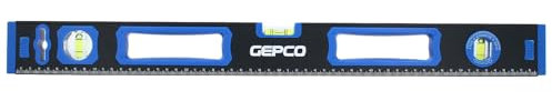 GEPCO Niveau à bulle industriel 60 80 120 200 cm en aluminium 0,8 mm Balance de mesure Balance de chantier 3 fioles Règle 2 poignées Tolérance de mesure magnétique : 0,5 mm/m 60 cm