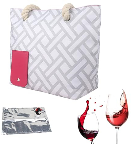 Ristyur Wein-Einkaufstasche, Wein-Strandtasche | Isolierter großer Weinträger mit Getränkefach, lichtbeständig - -Weinbeutel für Weinliebhaber, für 2 Flaschen Wein und zum Ausgießen