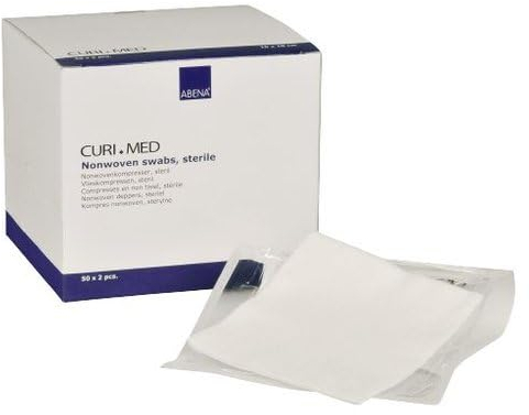 ABENA Kompressen 10x10 cm, Steril, Vlieskompressen, Mullkompressen, 100 Stück, ULTRASOFT Wundauflagen, 4-lagig, Verpackt 2 Stück, Nicht gewebt, Saugfähig, Weich, Nicht-klebende