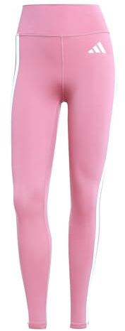 adidas Damen Optime Essentials 3 Stripes 7/8 Leggings, pink Fusion/White, XL