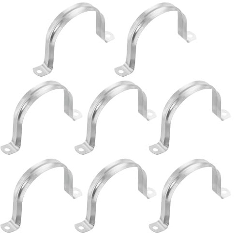 sourcing map 8 correas rígidas para tubo de 75 mm de diámetro exterior, abrazadera de tubo de tensión de acero inoxidable de 2 agujeros, clip de tubo de soporte en U para fijación de tuberías o