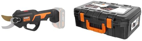 WORX Nitro 18V (20V Max) Electric Cordless Pruning Shears, PowerShare, Brushless, 25mm Cut Capacity, Orchard and Garden, Tool only, WG330E.9 & WA0071 Carry Case Tool Organiser