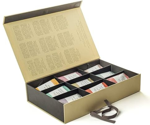 Meridiani® | Set Regalo Tè e Tisane Assortite Rotta delle Americhe | Cofanetto 45 Filtri in 9 Sapori | Scatola Regalo Infusi