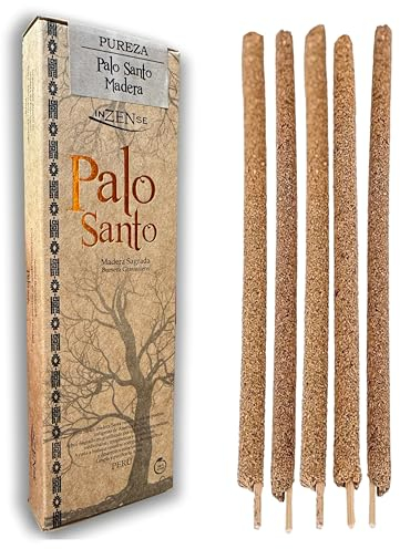 INZENSE - Palo Santo Incienso Natural - Palo Santo Limpieza energetica - Incienso Varilla Palo Santo Natural - Palo Santo para Quemar Purificador organico - Kit 5 Unidades - Original Perú.