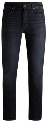 BOSS Herren H-Delaware Delaware Schwarze Slim-Fit Jeans aus besonders softem italienischem Denim Anthrazit 33/36