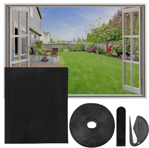 MOGITO Mosquiteras para Ventanas, Mosquitera Ventana Tamaño máximo 110x130cm, Mosquitera con Adhesivo de Malla lavable, Red Ajustable, sin taladrar ni atornillar, Negro