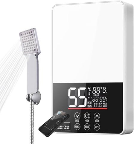 NURTWAKY Tankless Electric Water Heater for Shower, Wall-mounted Instant Hot Water Heater 8000W with Touch Screen and LED Temperature Display for Bathroom Indoor
