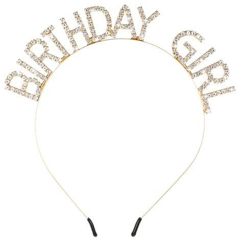 Geburtstag Kronen Mädchen Stirnband, Haarreif Birthday Glitzerndes Strass Haarband, Bling Haarschmuck für Frauen und Mädchen, Party Dekorationen, Geburtstags Kopfschmuck (Gold)