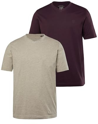 JP 1880 Herren T-Shirts, Basic, 2er-Pack, V-Ausschnitt, Halbarm Hemd
