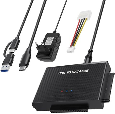 Wvoillty USB 3.1 Sata to USB et Adaptateur, Adaptateur IDE Sata pour HDD SATA 2,5 et 3,5 et HDD IDE, Compatible avec Windows/Vista/XP/Linusx