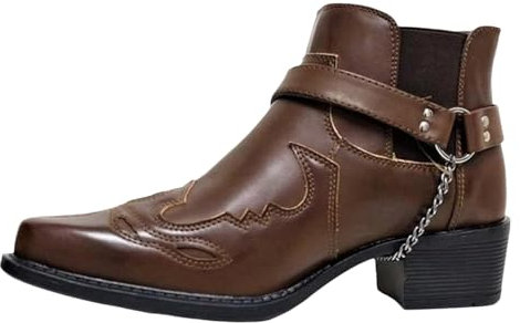 Agiyenna Stivali da Cowboy Western da Uomo Stivali da Moto Stampati in Tinta Unita Stivali da Equitazione Invernali con Fibbia Stivaletti con Tacco a Blocco Stivali Slip-on Casual Stivali da Lavoro