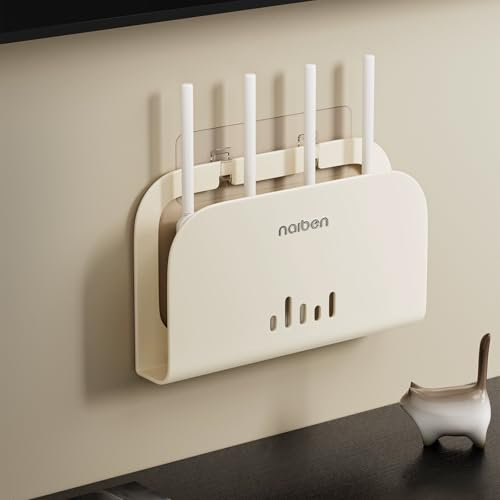 MNOIINM Caja de Almacenamiento para Router de Acero al Carbono, Armario Rack para Router WiFi para Decoración de Pared, Caja Oculta del Enrutador para Sala de Estar/TV(Small)