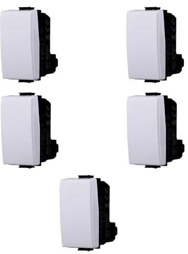 Moduli Bianchi, Compatibile Con Bticino Matix, interruttori, pulsanti, deviatori, dimmer, sensori, PIR, buzzer, Per Placche originali e compatibili (5x, pulsante)