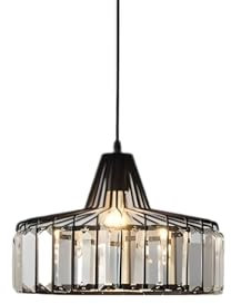 ZTTECH Moderne Kristall Pendelleuchte Höhenverstellbare Hängelampe aus Metall und Glas E27 Fassung Kompatibel mit dimmbaren Leuchtmitteln für Küche Esszimmer Schlafzimmer (Schwarz, 25cm)