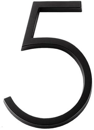 NGNKMPMCTK Apartment Door Numbers Waterproof Zinc Alloy Street Mailbox Home Address Signs Black Modern House Floating Plate Digit(Number 5)