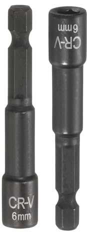 sourcing map 2Pcs 1/4 Hex Shank 6mm Magnetic Hex Socket 65mm Length, CR-V Steel Quick-Release Impact Driver Socket Wrench Screw for Impact Drill Power Nut Setter