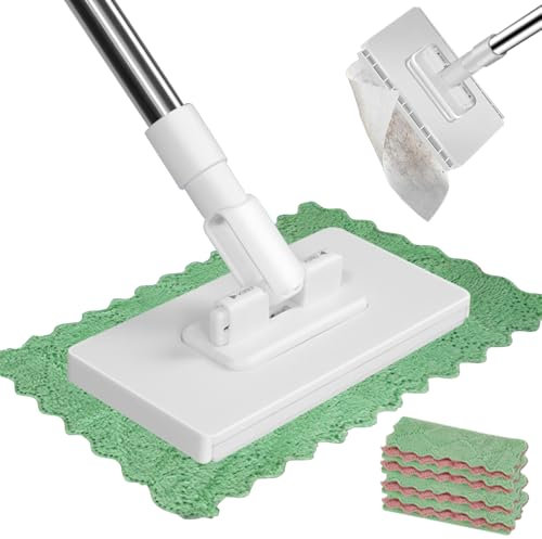 Einweg Staubmopp mit 4 wiederverwendbaren Tüchern Abnehmbare Pressklemme Wischtücher Flash Speed Mop Ideal für Zuhause Büro Beste für Schnelle und Bequeme Reinigung (EIN Mopp-Clip + 4 Lappen)