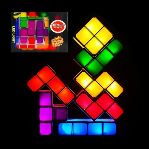 YANGUN Nachtlicht, 7 Farben Nachtlicht für Kinder, Stapelbares Nachtlicht Kinder, Induktion Interlocking Schreibtischlampe LED, 3D-Puzzle, für Kinder, Jugendliche, Gamer(USB) [Energieklasse A]