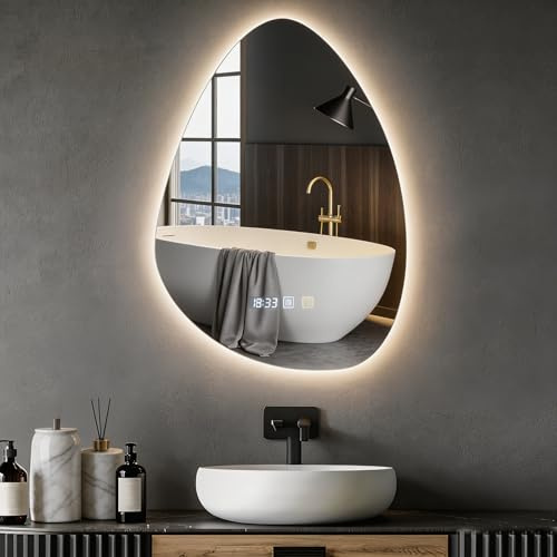 Lightasea Badspiegel mit Beleuchtung,70x50cm Wandspiegel,LED Spiegel,3 Lichtfarbe Dimmbar,Kosmetikspiegel Schminkspiegel,Badezimmer-Wandspiegel,Antibeschlag,Touch-Schalter, IP44,Horizontal/vertikal