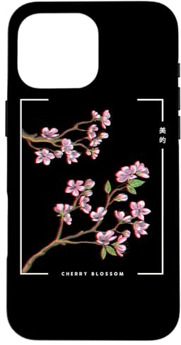 Japanese Aesthetic Vaporwave Cherry Blossom Glitch Anime Case for iPhone 16 Pro Max