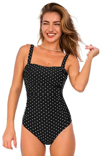 CUPSHE Women's One Piece Swimsuit Square Neck Tummy Control Crisscross Self Tie Bathing Suit