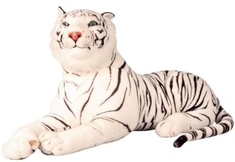 Geschenkestadl XXL Tiger Plüschtier weiß liegend 1,10 m | Kuscheltier, Dekotier, Wildtier Deko, Wohnaccessoire