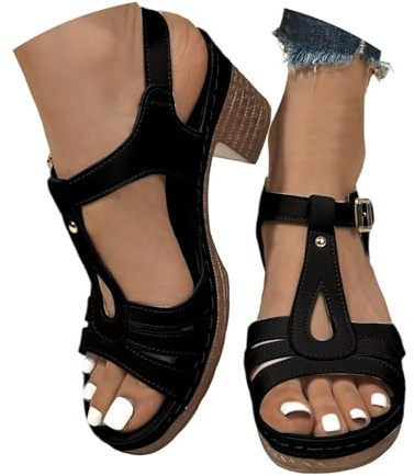 Sandali Donna Con Tacco Largo Scarpe Sandali Donna Eleganti Con Fibbie Aperte In Punta Estate Sandalo Estivo Blocco Platform Comode Eleganti Pianta Larga Scarpa Da Ballo Sandaletti Estive Casual