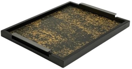 ＡＷＨＡＯ Wooden Tray with Handles Speckled Wood Tray with Handles Contemporary Vintage for Homeowners, Decorators, 40 30 2.5cm, Gilded Series - Dyed Ink Tray