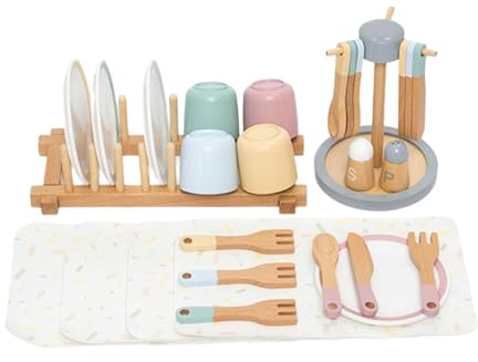 dwxnauixl Assiettes en Bois pour Jeux de rôle, pour Les Filles. Favorise la Reconnaissance des Couleurs et Le développement des compétences