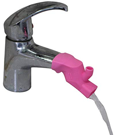 HALJIA 2 PCS Silicone Faucet Tap Extender Basin Extension for Toddler Kids Baby Hand Washing Bathroom Kitchen Safety (Pink)