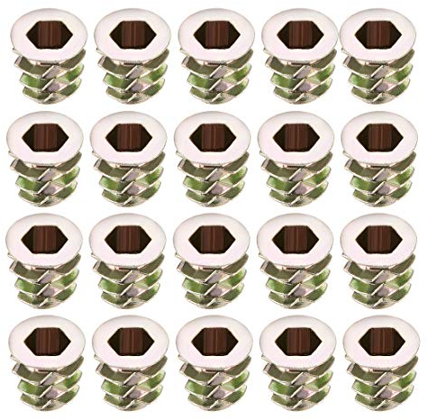 sourcing map 20Stk. Gewindeeinsatz Nut Zinklegierung Innensechskant M5 Innengewinde 10mm lang