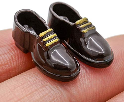 Odoria 1/12 Miniatur Schuhe Puppenhaus Zubehör, Schwarz