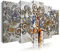 DekoArte 477 - Quadri moderni Stampa di Immagini Artistica Digitalizzata | Tela Decorativa Per soggiorno o Stanza da letto | Stile Astrazioni Albero della Vita Gustav Klimt Argento | 5 Pezzi 150x80cm