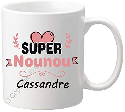 Gravure Events - Mug personnalisé Super Nounou – Cadeau pour la fête des Nounous, Noël, Anniversaire, fin de contrat, fin d'année scolaire - souvenir pour la nourrice de votre enfant Mod64