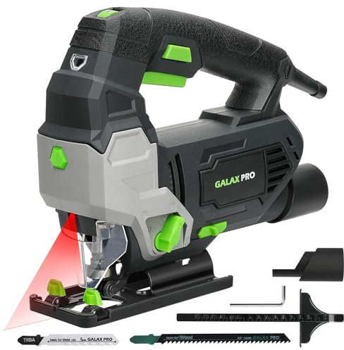 GALAX PRO Jigsaw, 800W 3000 SPM Jig Saw Tool, Max ±45° Bevel Cutting Angle, 6 Adjustable Speeds, 4-Position Orbital Action,Laser Guide, Max Cutting Capacity: 100mm Wood, 10mm Metal