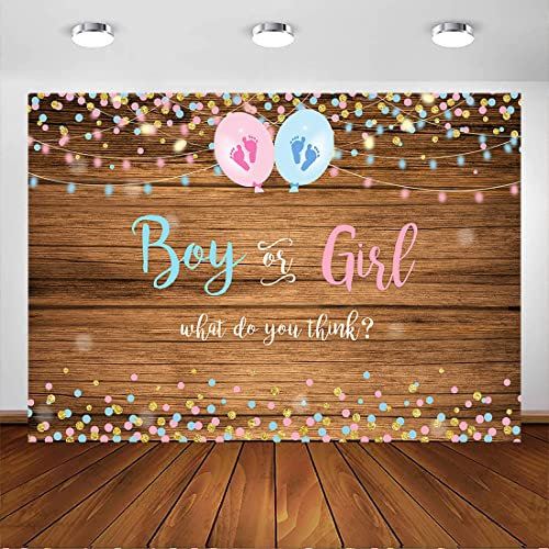 Mehofoto Garçon Ou Fille Sexe Révèlent Toile de Fond Rose Ou Bleu Photographie Fond 7x5ft Vinyle Plancher en Bois Sexe Révèlent Parti Bannière Décors