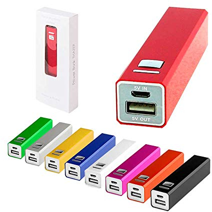 10 Stück Power Bank aus Aluminium 2200 mAh mit Kabel im Lieferumfang enthalten, jede Powerbank wird in ihrer Box geliefert. Micro-USB.