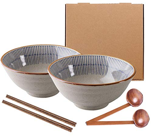 SDFVSDF - Tazón de Ramen de Cerámica Japonesa (2 Unidades) para Ensalada de Frutas, Verduras y Fideos